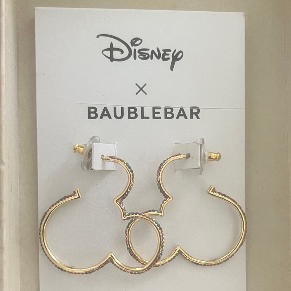 BaubleBar Gold Mickey Mouse Hoop Earrings